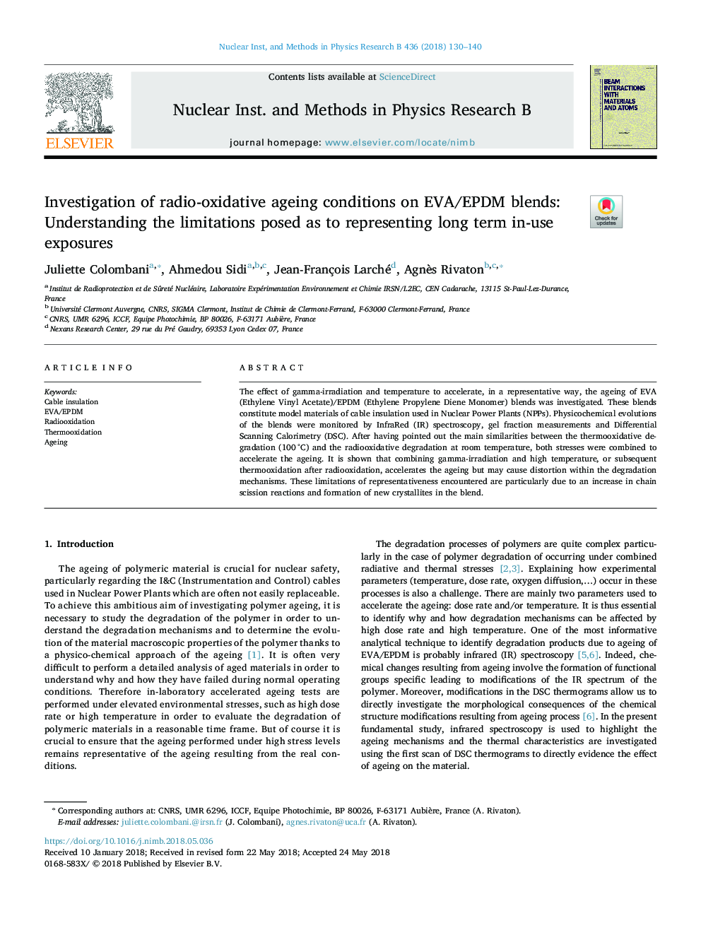 Investigation of radio-oxidative ageing conditions on EVA/EPDM blends: Understanding the limitations posed as to representing long term in-use exposures