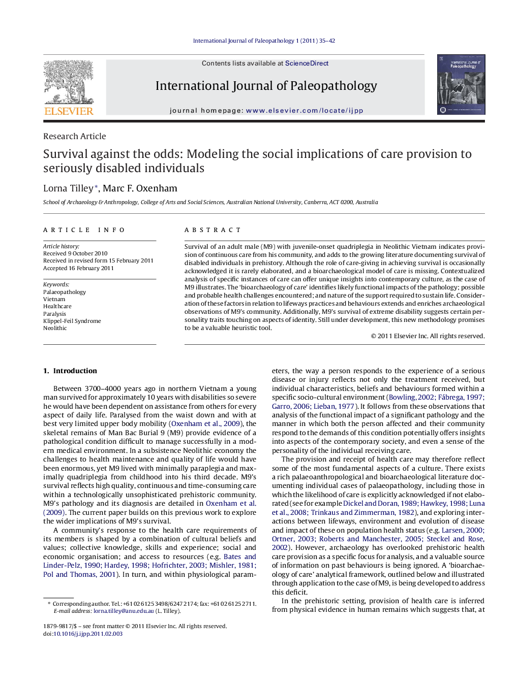 Survival against the odds: Modeling the social implications of care provision to seriously disabled individuals