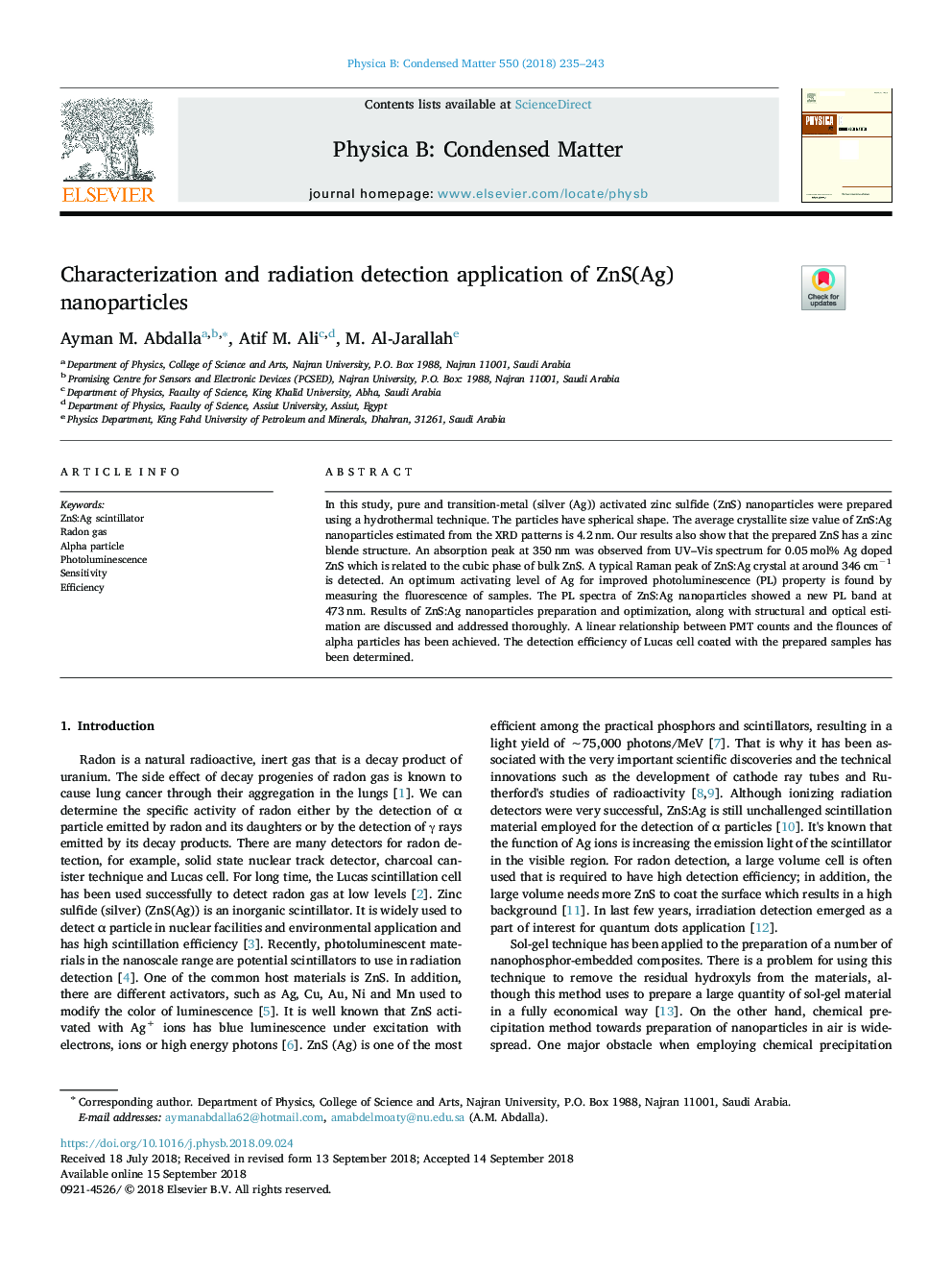 Characterization and radiation detection application of ZnS(Ag) nanoparticles