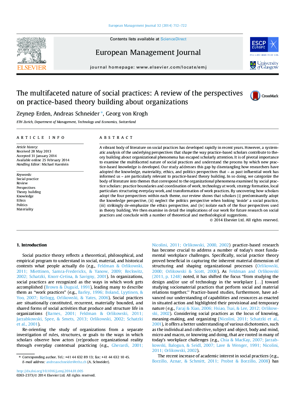 The multifaceted nature of social practices: A review of the perspectives on practice-based theory building about organizations