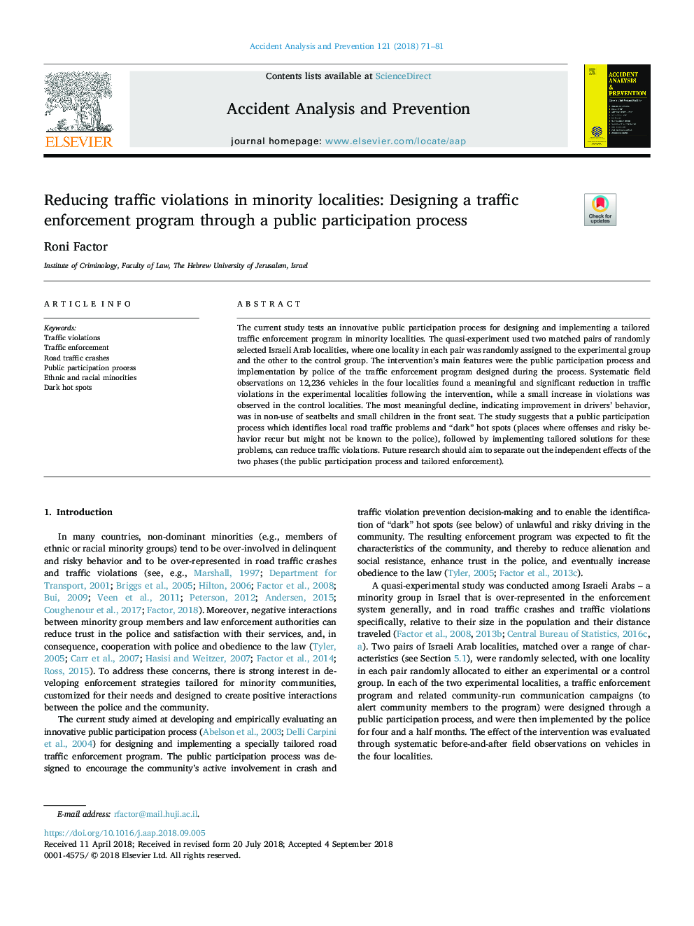 Reducing traffic violations in minority localities: Designing a traffic enforcement program through a public participation process