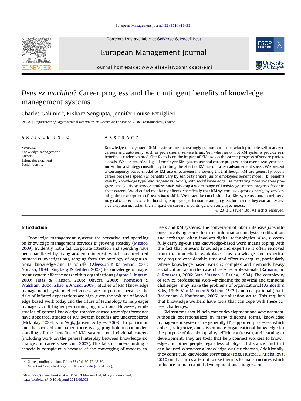 Deus ex machina? Career progress and the contingent benefits of knowledge management systems