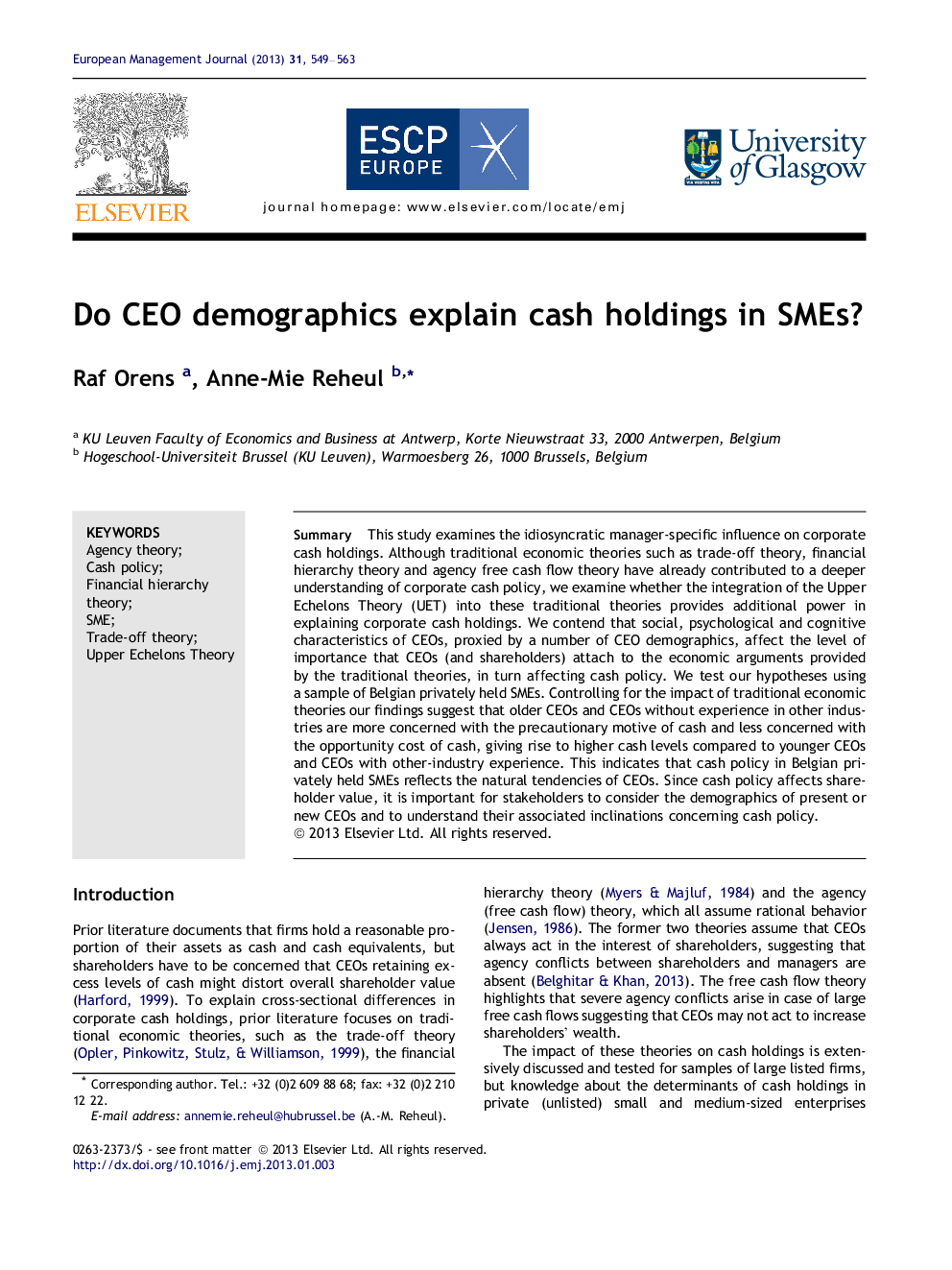 Do CEO demographics explain cash holdings in SMEs?