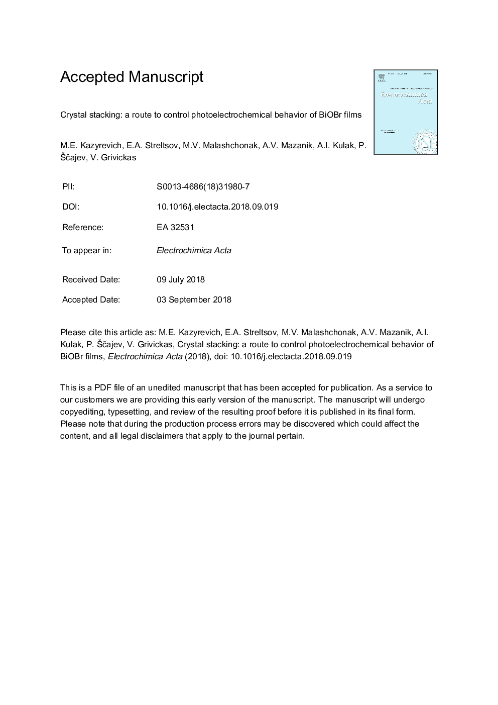 Crystal stacking: A route to control photoelectrochemical behavior of BiOBr films