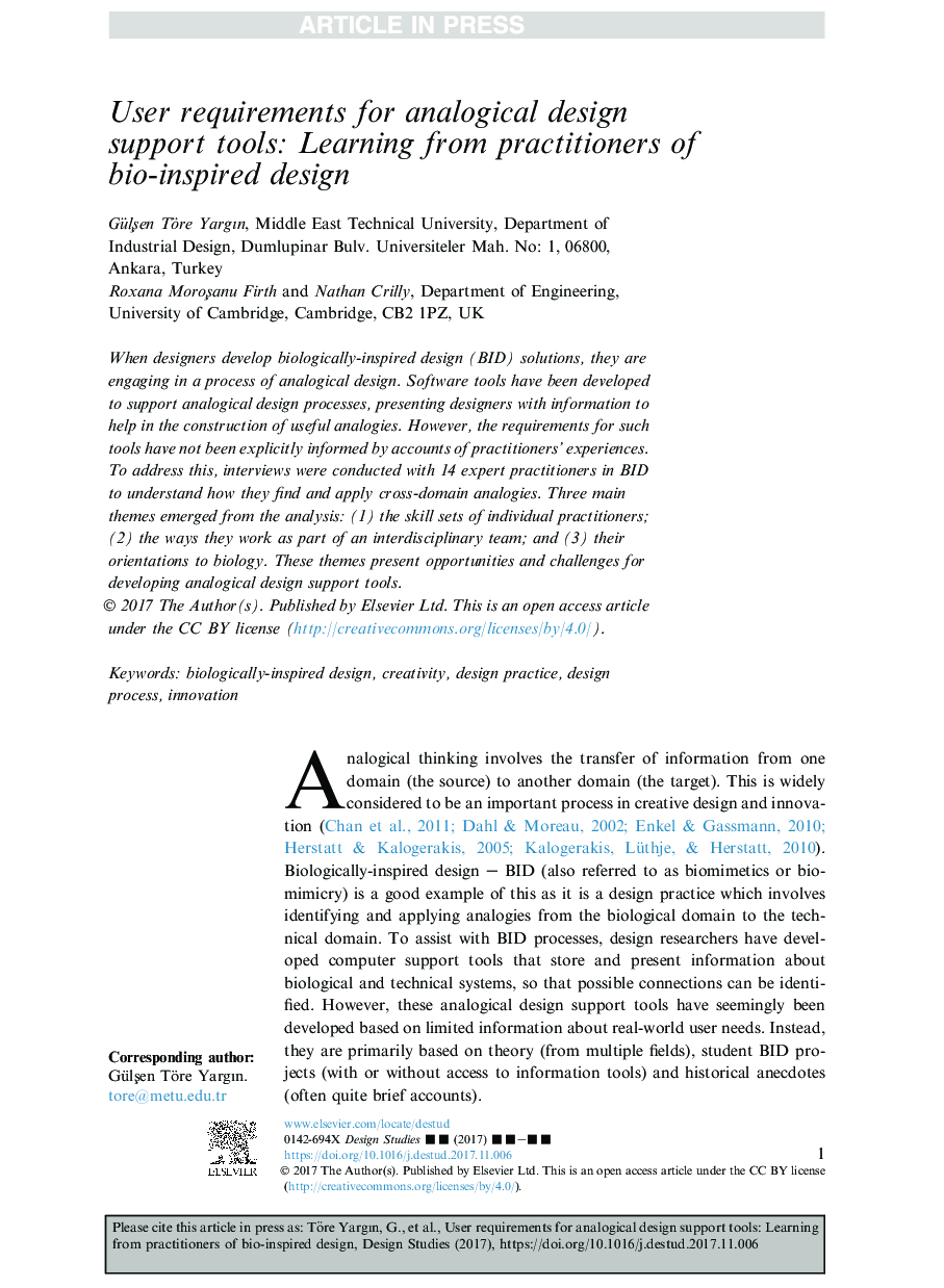 User requirements for analogical design support tools: Learning from practitioners of bio-inspired design