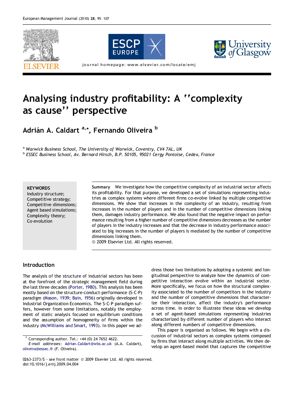 Analysing industry profitability: A “complexity as cause” perspective