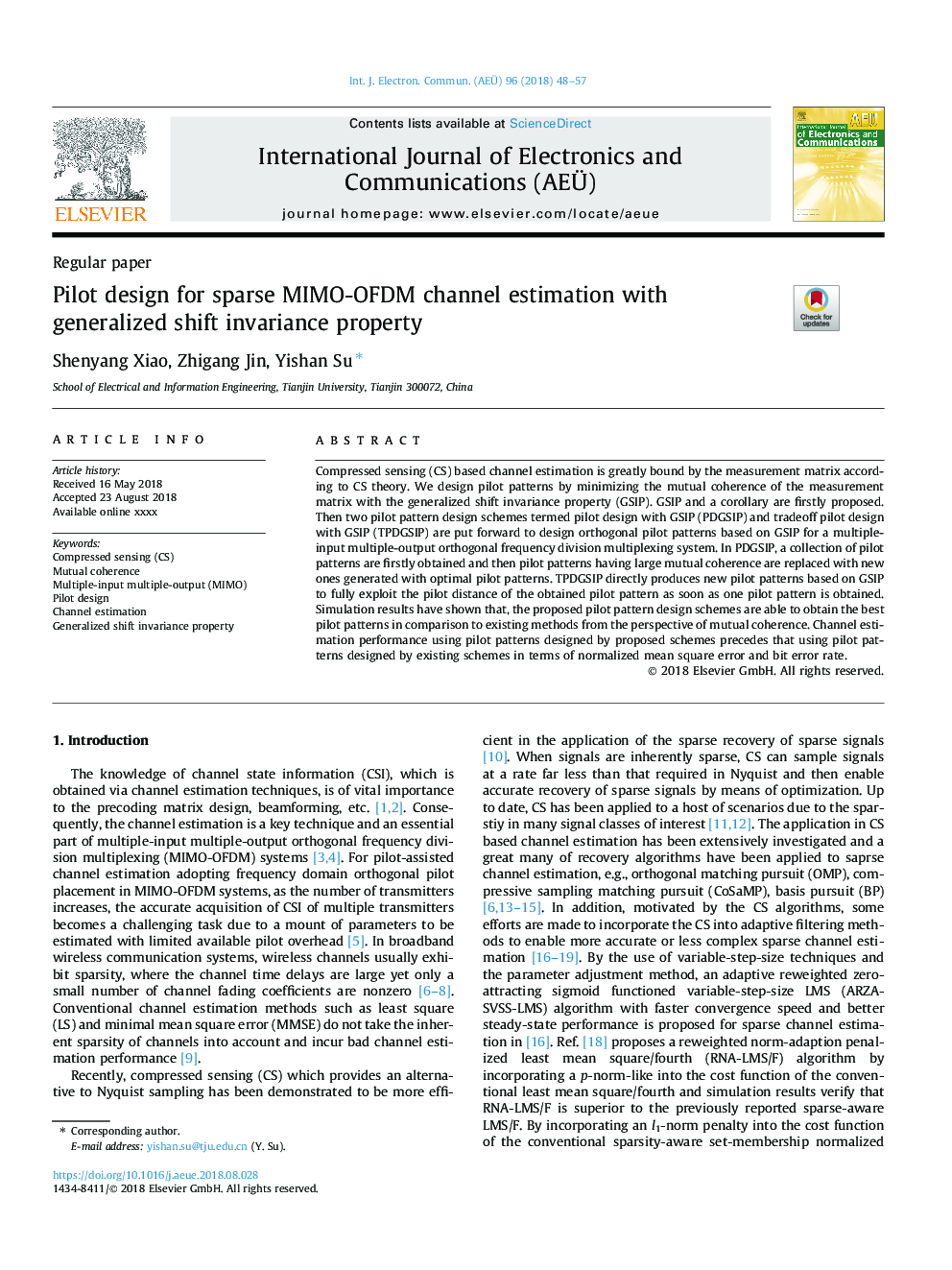 Pilot design for sparse MIMO-OFDM channel estimation with generalized shift invariance property