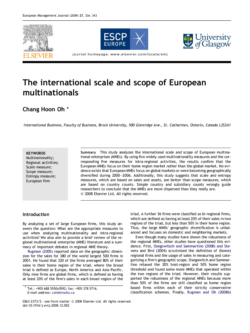 The international scale and scope of European multinationals