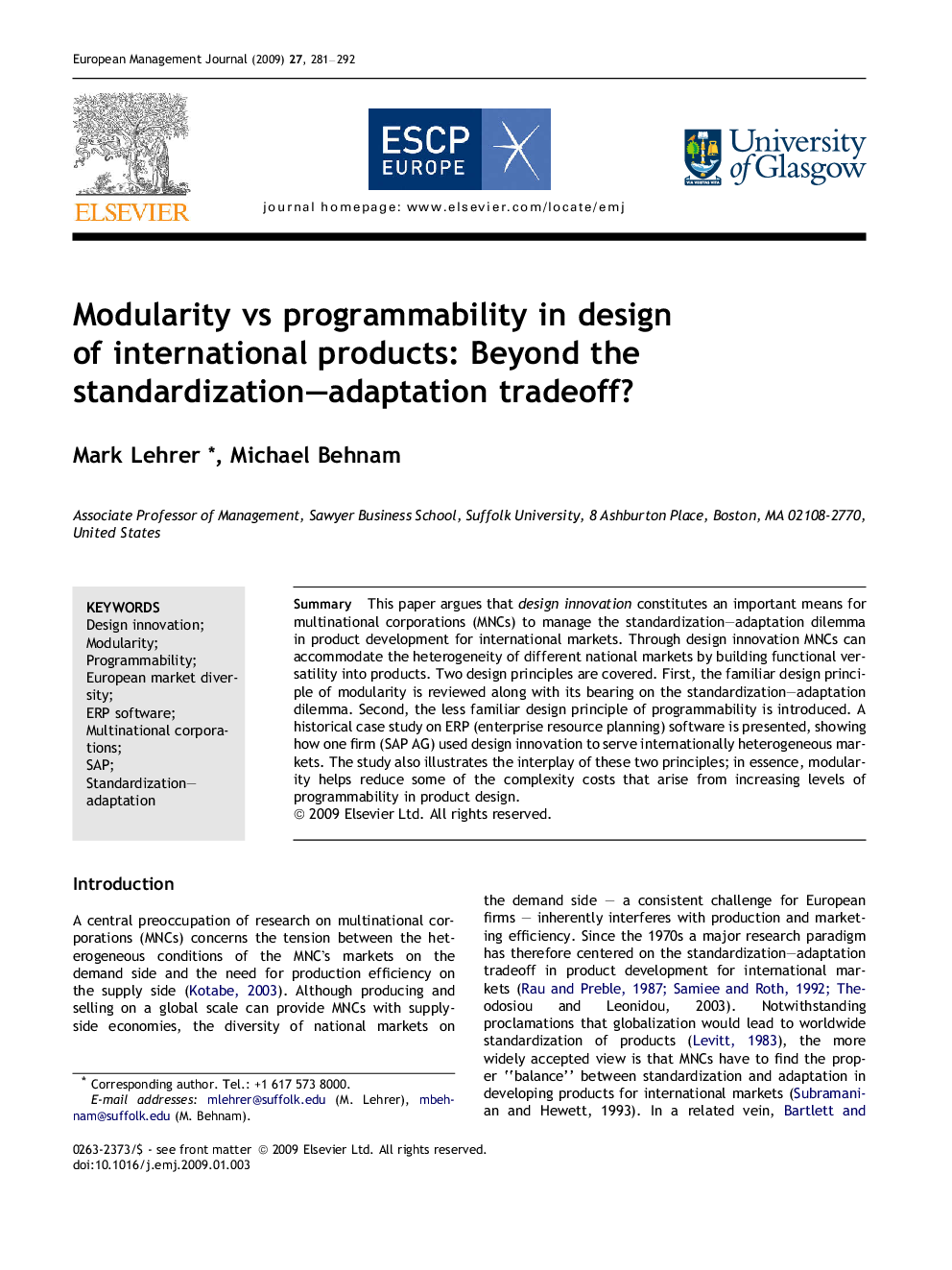 Modularity vs programmability in design of international products: Beyond the standardization–adaptation tradeoff?