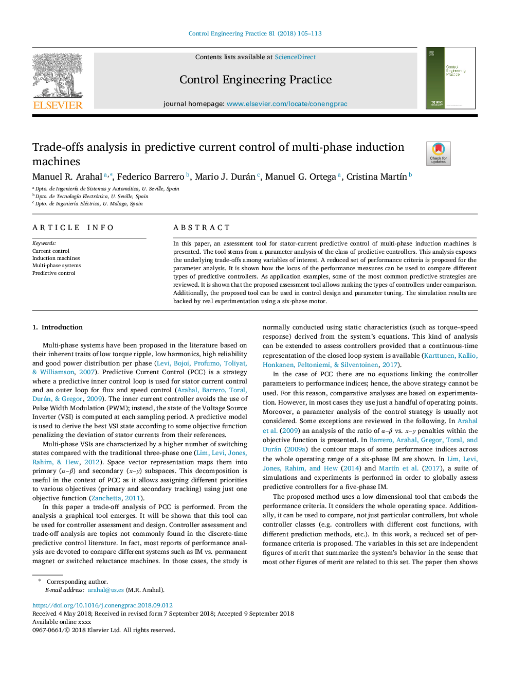 Trade-offs analysis in predictive current control of multi-phase induction machines