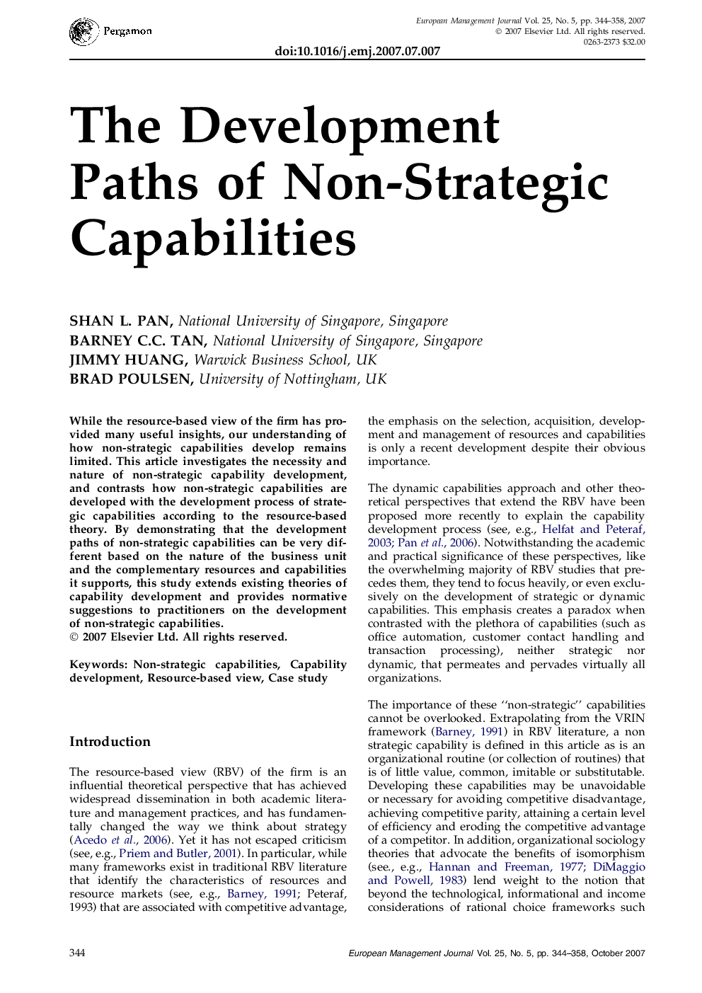 The Development Paths of Non-Strategic Capabilities