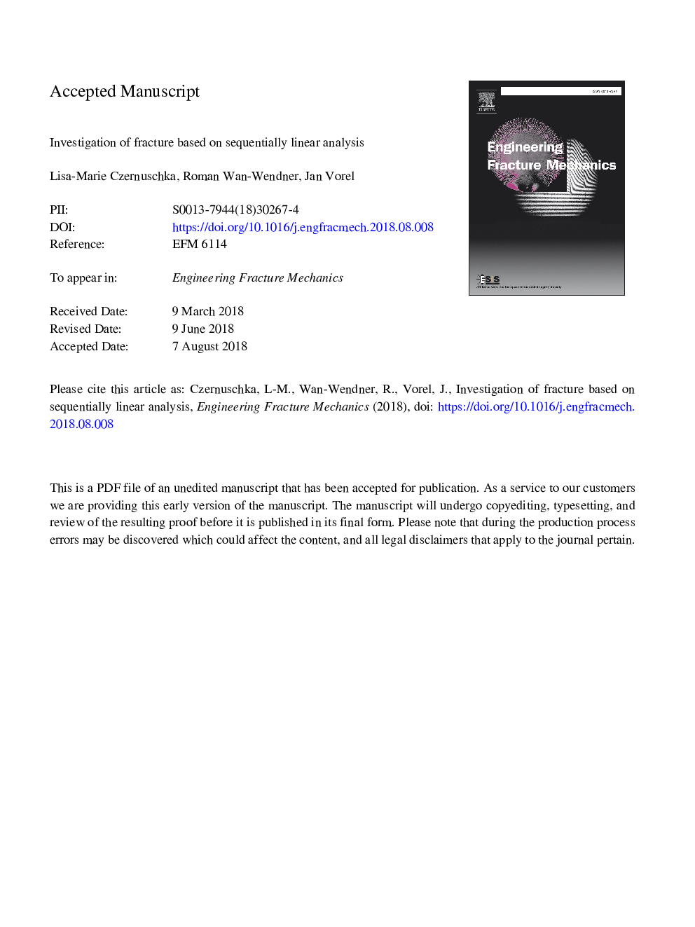 Investigation of fracture based on sequentially linear analysis