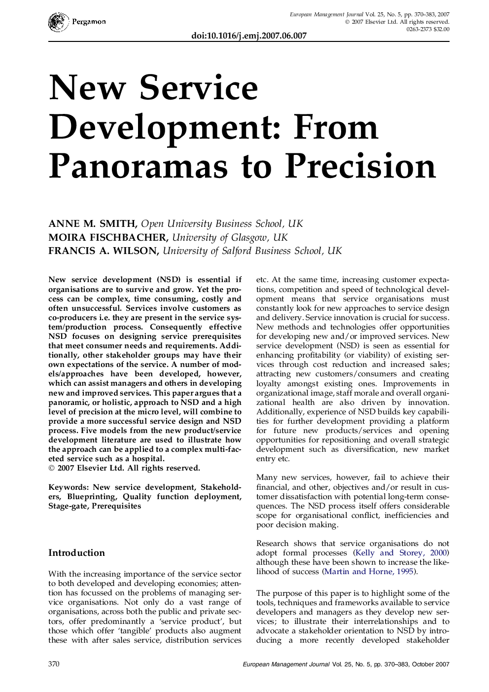 New Service Development: From Panoramas to Precision