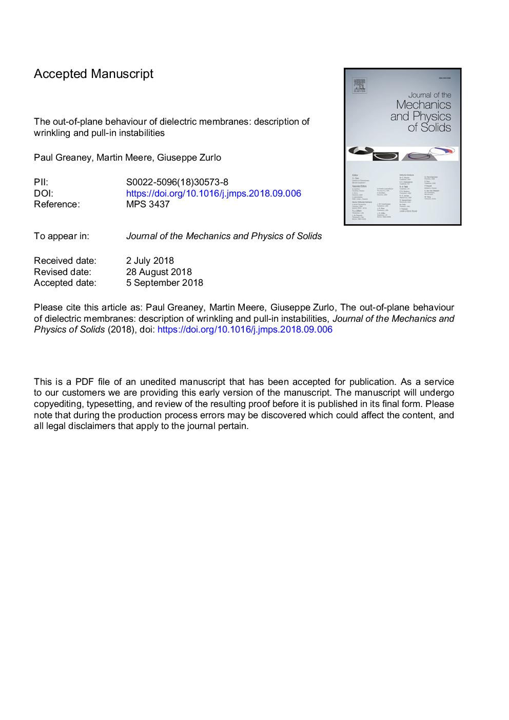 The out-of-plane behaviour of dielectric membranes: Description of wrinkling and pull-in instabilities