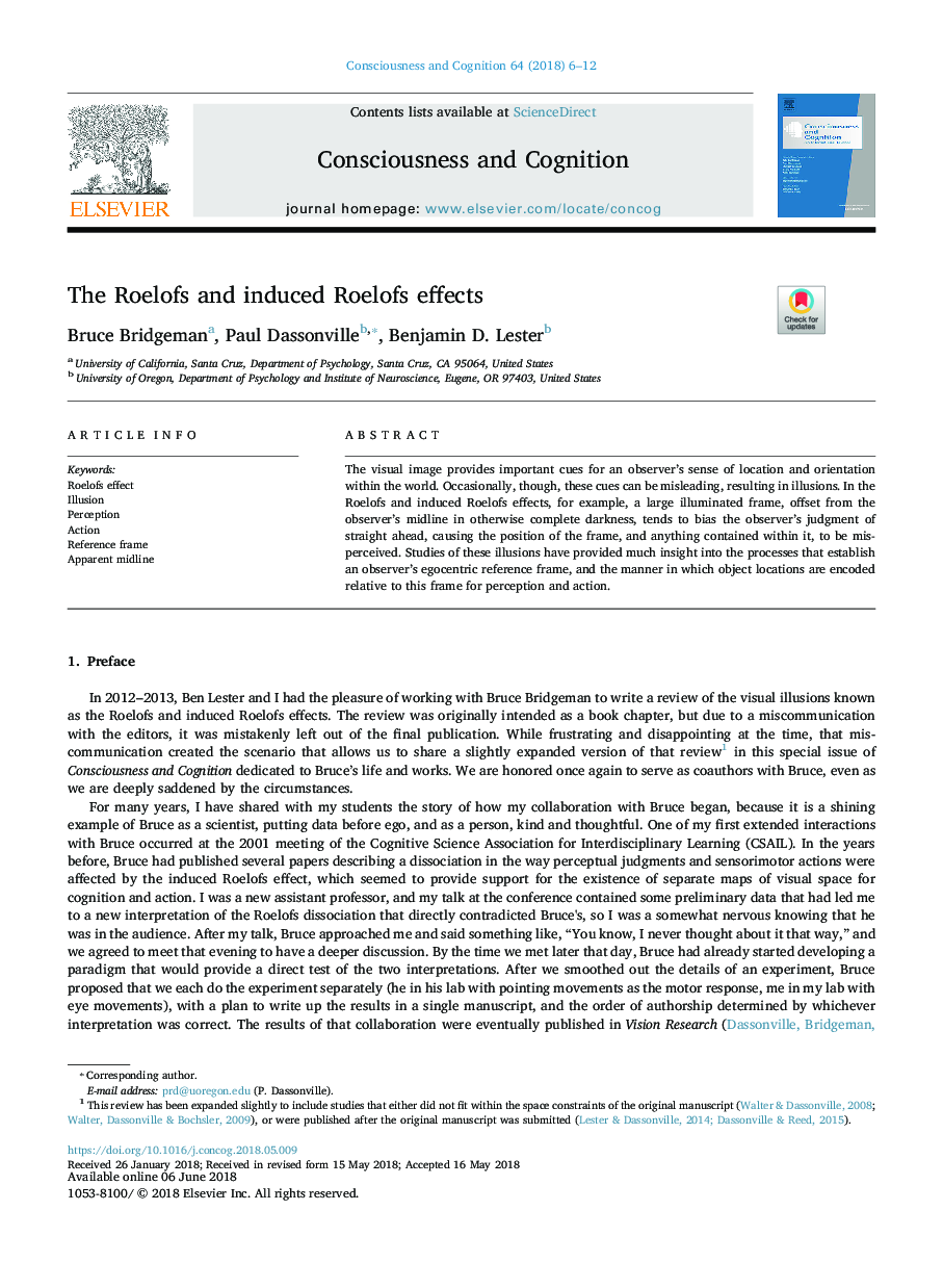 The Roelofs and induced Roelofs effects