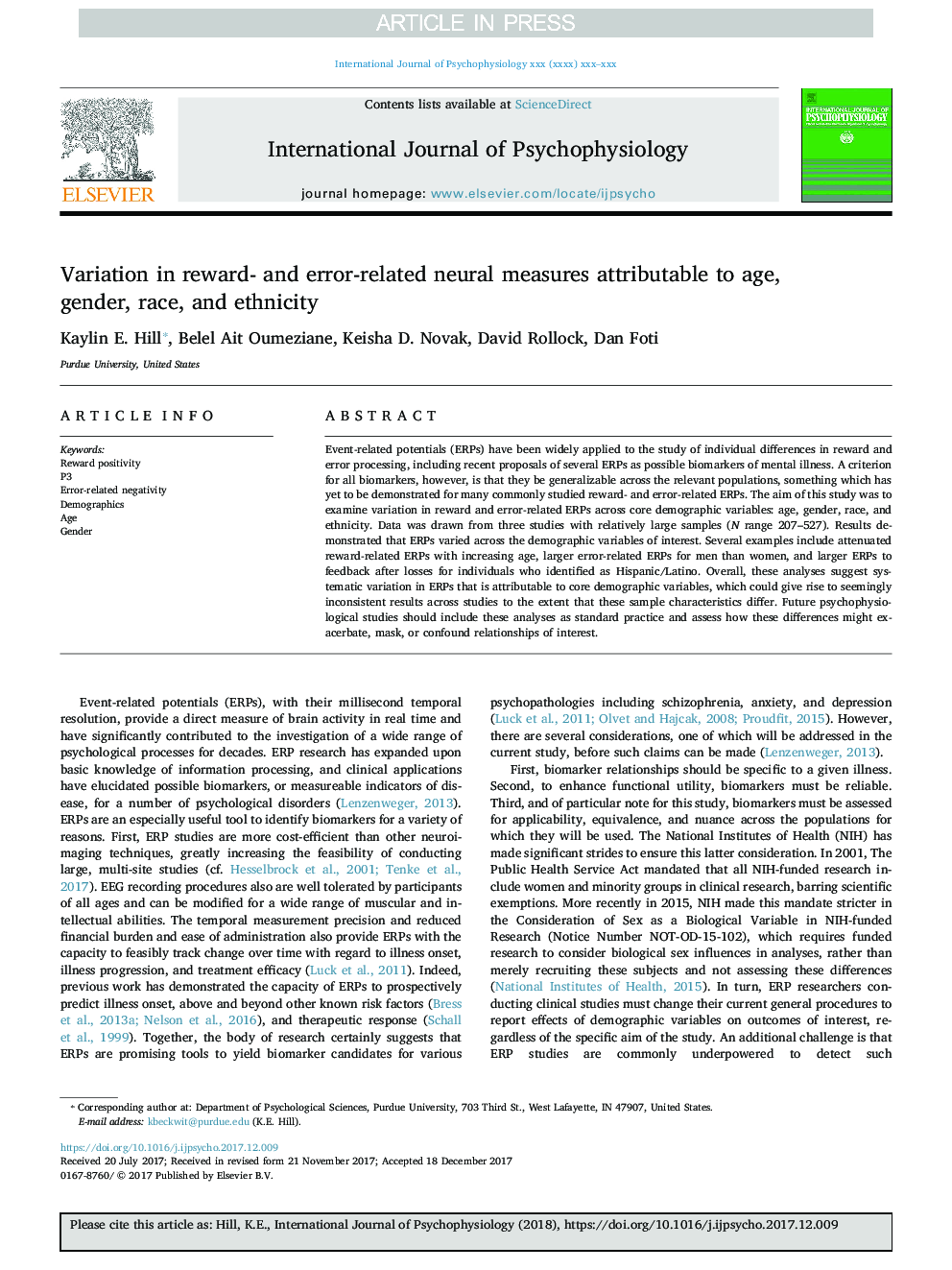 Variation in reward- and error-related neural measures attributable to age, gender, race, and ethnicity