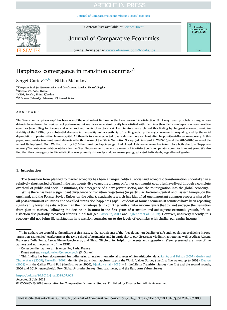 Happiness convergence in transition countries