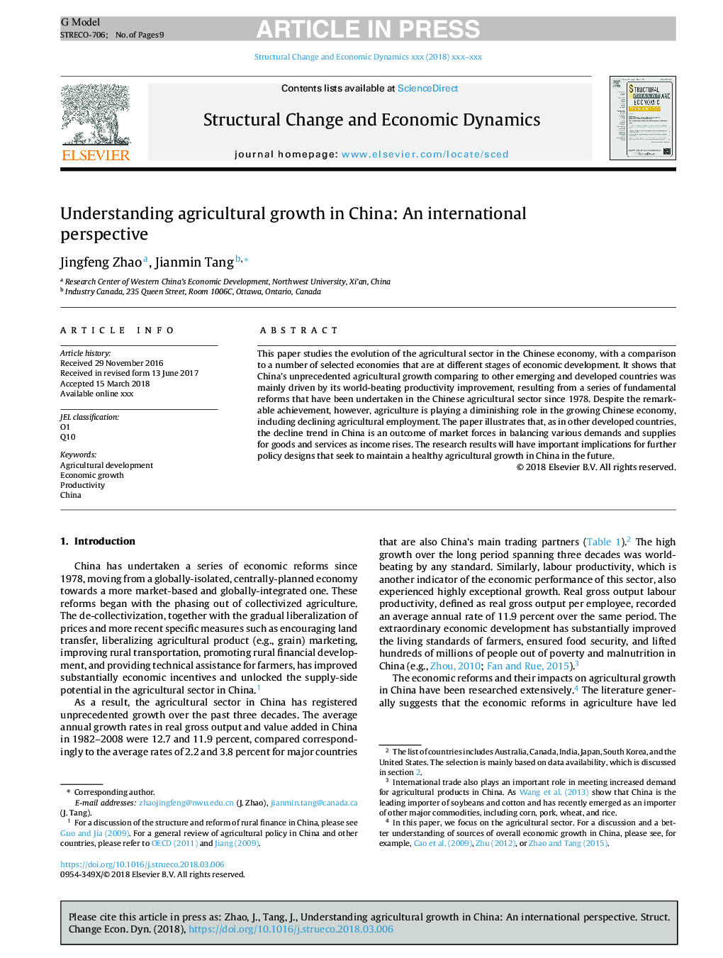 Understanding agricultural growth in China: An international perspective