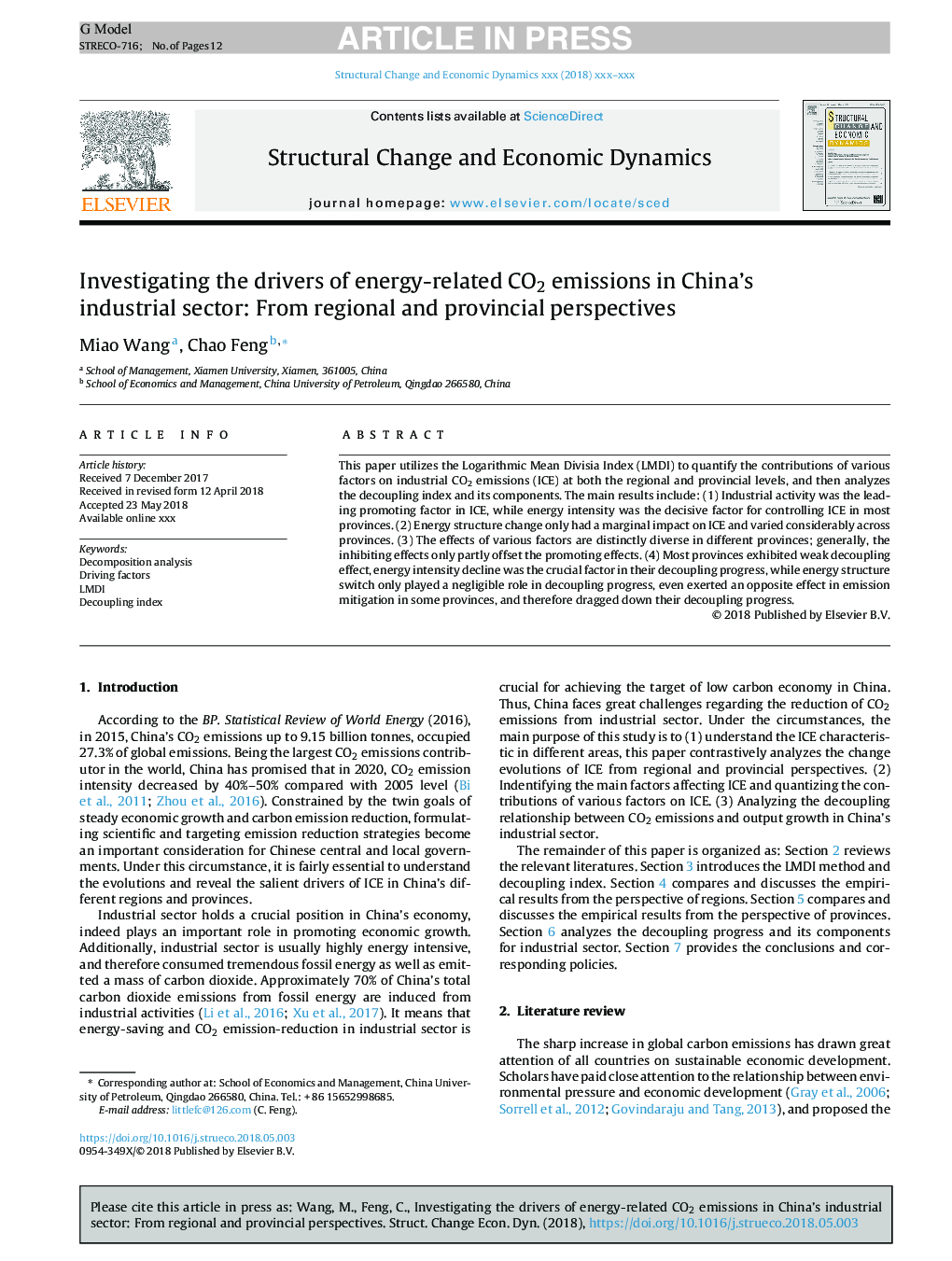 Investigating the drivers of energy-related CO2 emissions in China's industrial sector: From regional and provincial perspectives