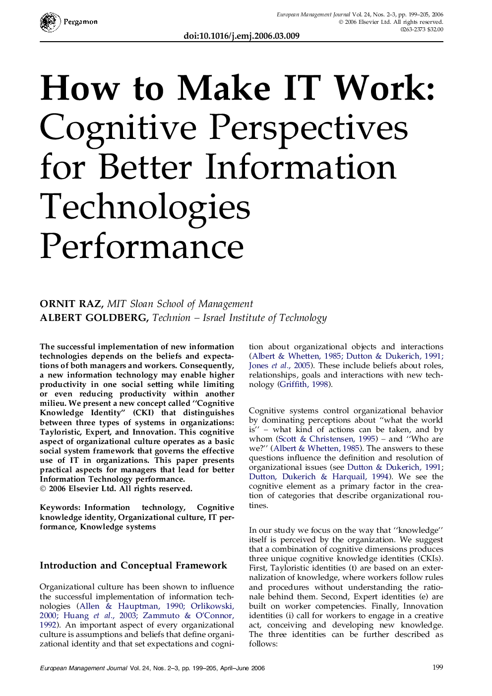 How to Make IT Work:: Cognitive Perspectives for Better Information Technologies Performance