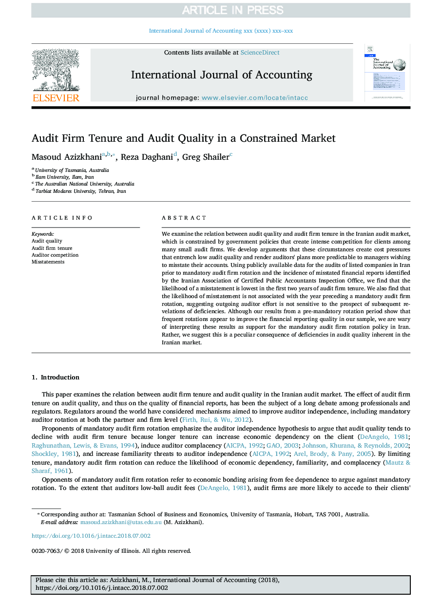 Audit Firm Tenure and Audit Quality in a Constrained Market