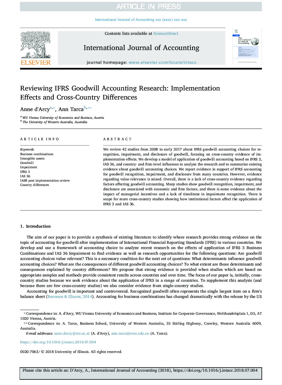 Reviewing IFRS Goodwill Accounting Research: Implementation Effects and Cross-Country Differences