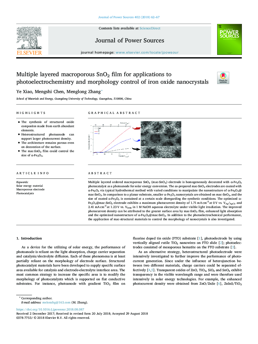 Multiple layered macroporous SnO2 film for applications to photoelectrochemistry and morphology control of iron oxide nanocrystals