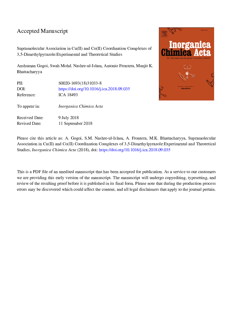 Supramolecular association in Cu(II) and Co(II) coordination complexes of 3,5-dimethylpyrazole: Experimental and theoretical studies