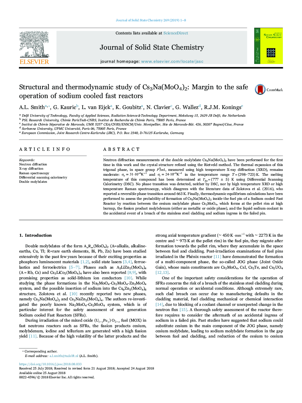 Structural and thermodynamic study of Cs3Na(MoO4)2: Margin to the safe operation of sodium cooled fast reactors