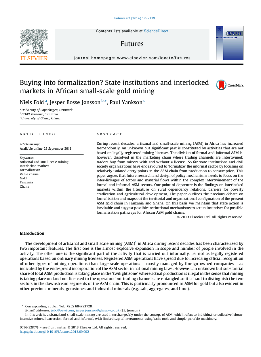خرید برای رسمی سازی؟ مؤسسات دولتی و بازار های متصل در معدن طلا در آفریقای کوچک