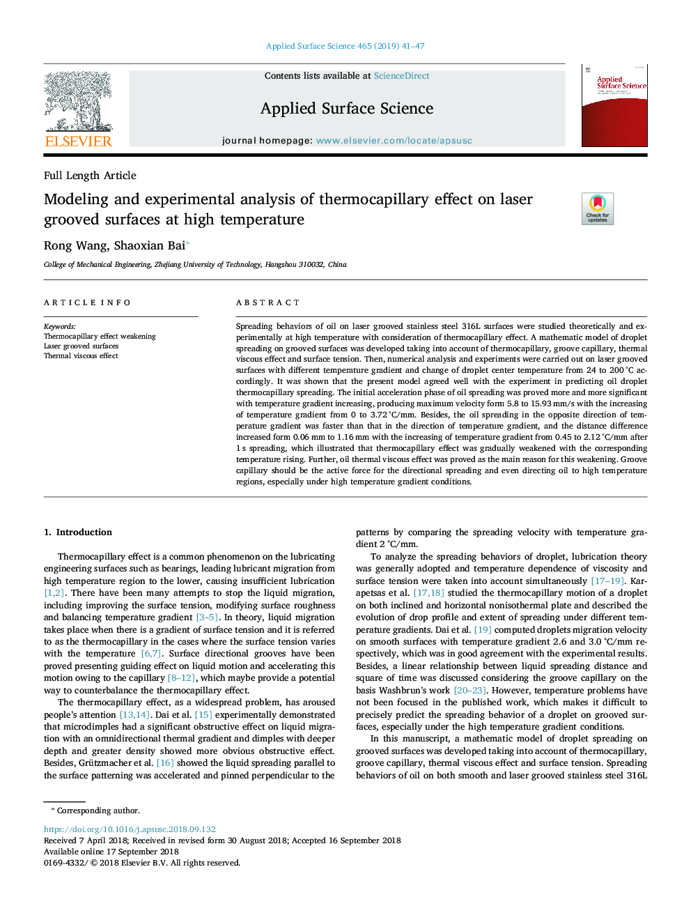 Modeling and experimental analysis of thermocapillary effect on laser grooved surfaces at high temperature