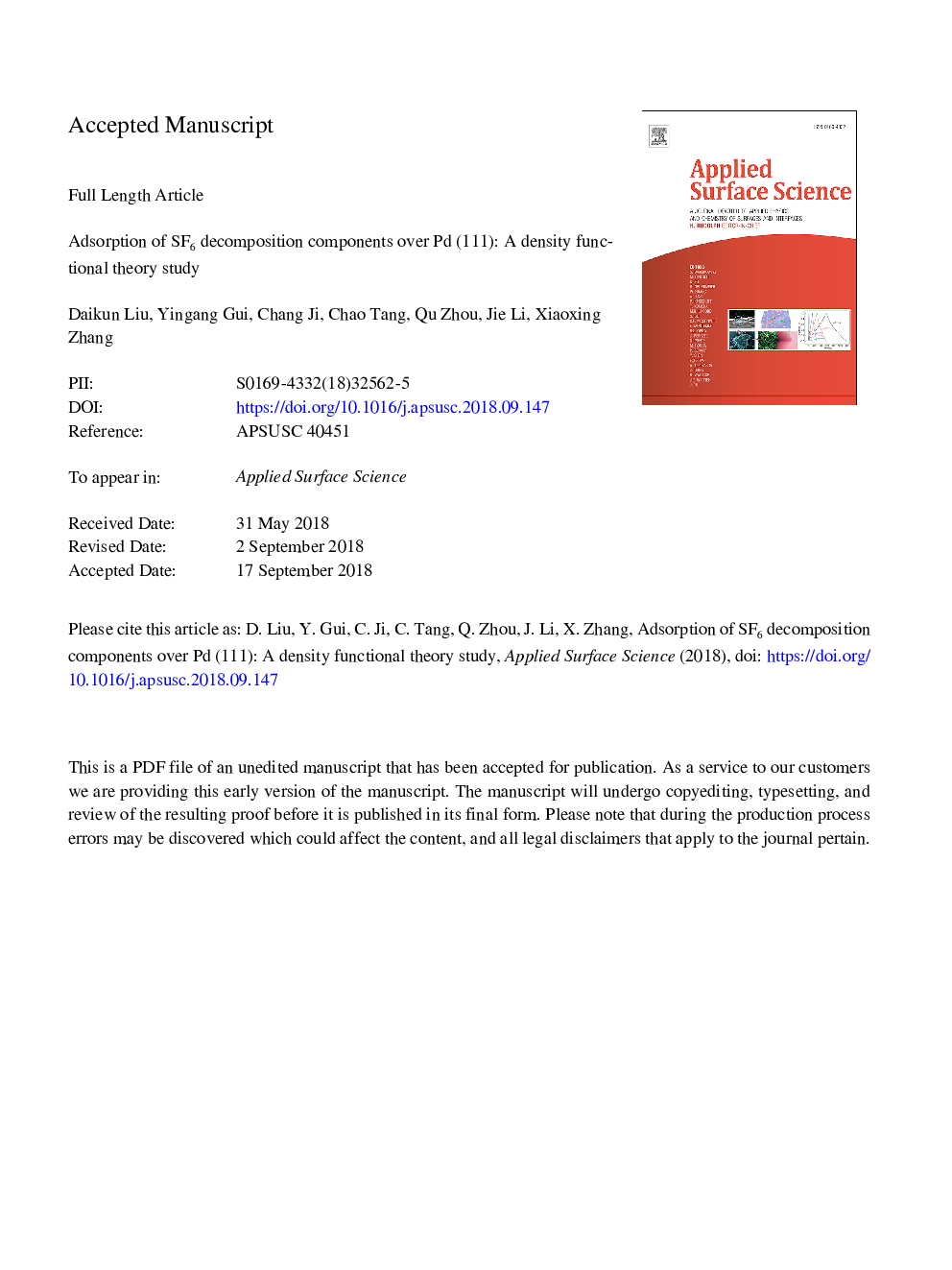 Adsorption of SF6 decomposition components over Pd (1â¯1â¯1): A density functional theory study