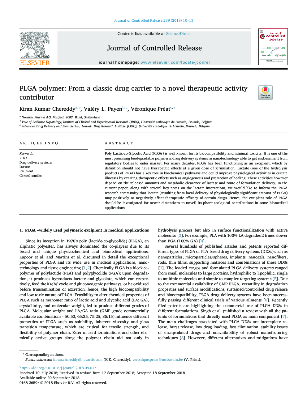 PLGA polymer: From a classic drug carrier to a novel therapeutic activity contributor