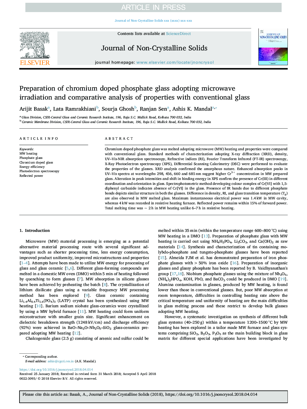 Preparation of chromium doped phosphate glass adopting microwave irradiation and comparative analysis of properties with conventional glass