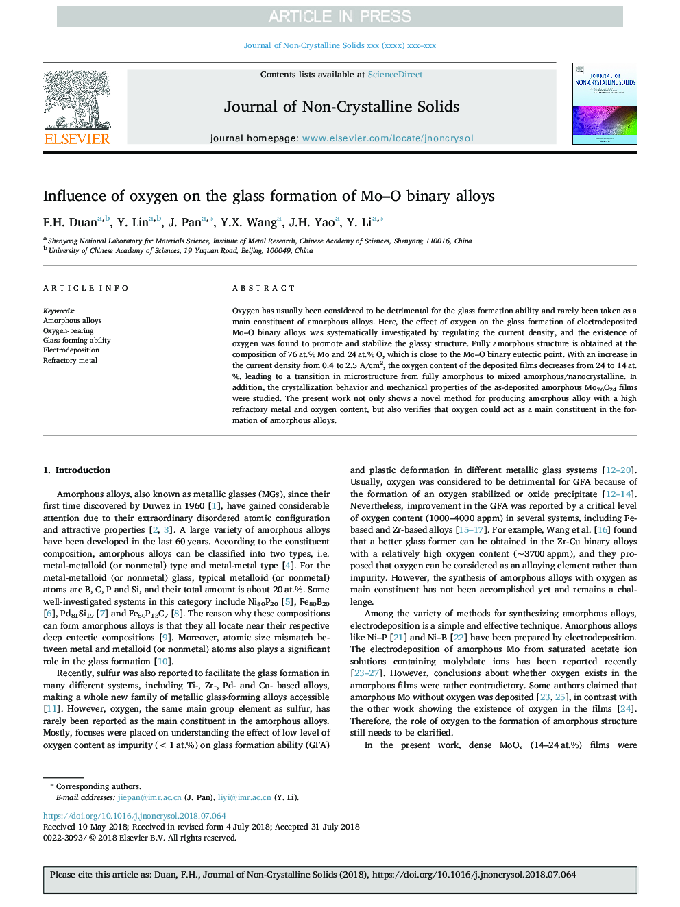 Influence of oxygen on the glass formation of Mo-O binary alloys