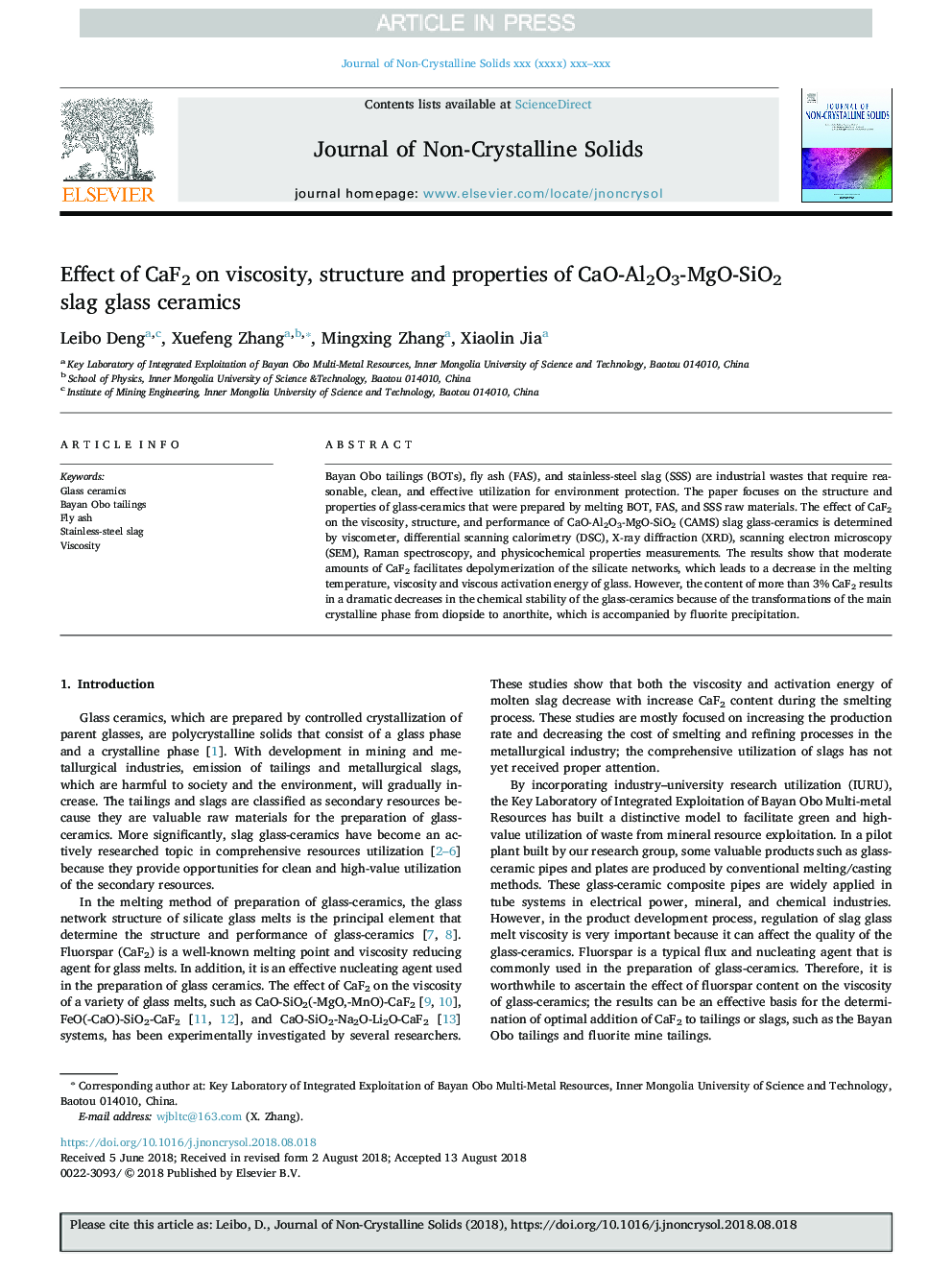 Effect of CaF2 on viscosity, structure and properties of CaO-Al2O3-MgO-SiO2 slag glass ceramics