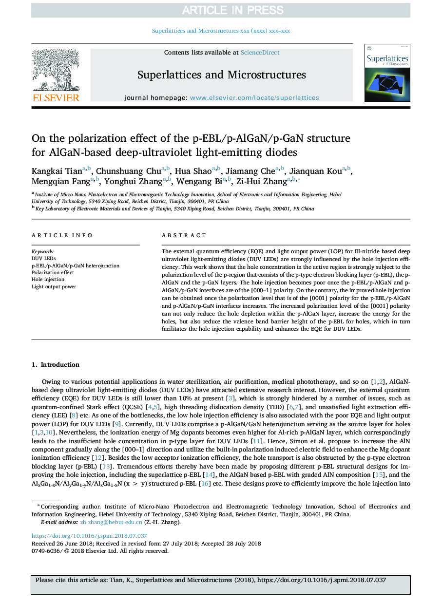 On the polarization effect of the p-EBL/p-AlGaN/p-GaN structure for AlGaN-based deep-ultraviolet light-emitting diodes