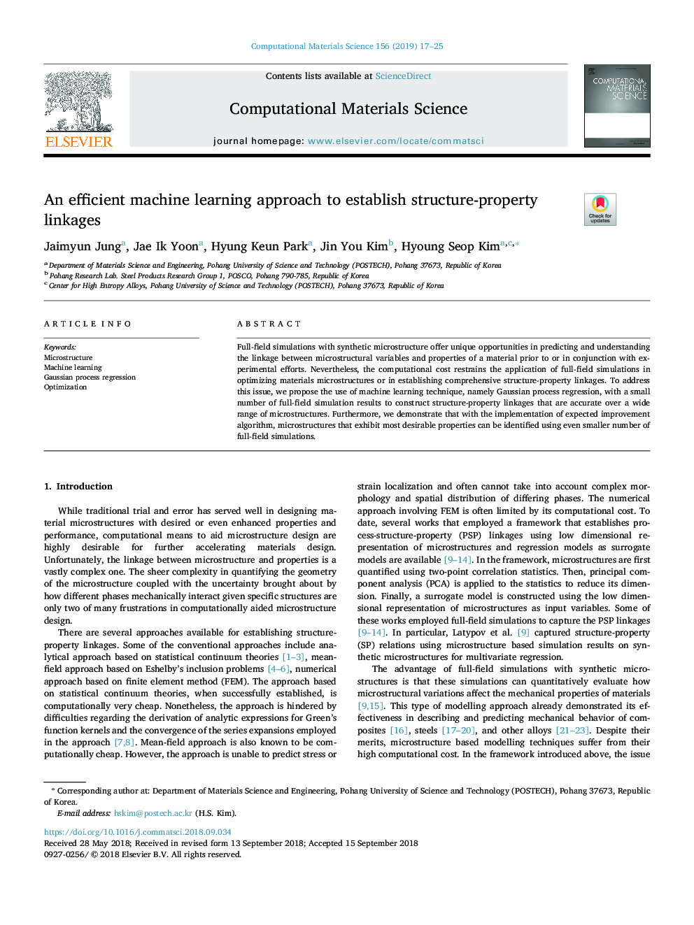 An efficient machine learning approach to establish structure-property linkages