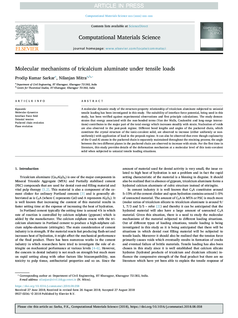 Molecular mechanisms of tricalcium aluminate under tensile loads