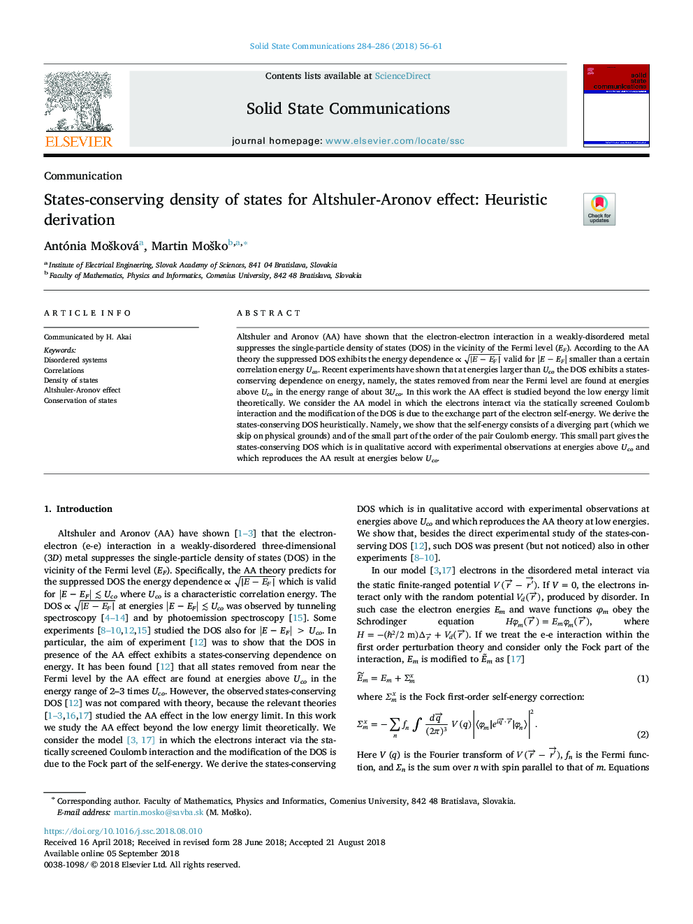States-conserving density of states for Altshuler-Aronov effect: Heuristic derivation