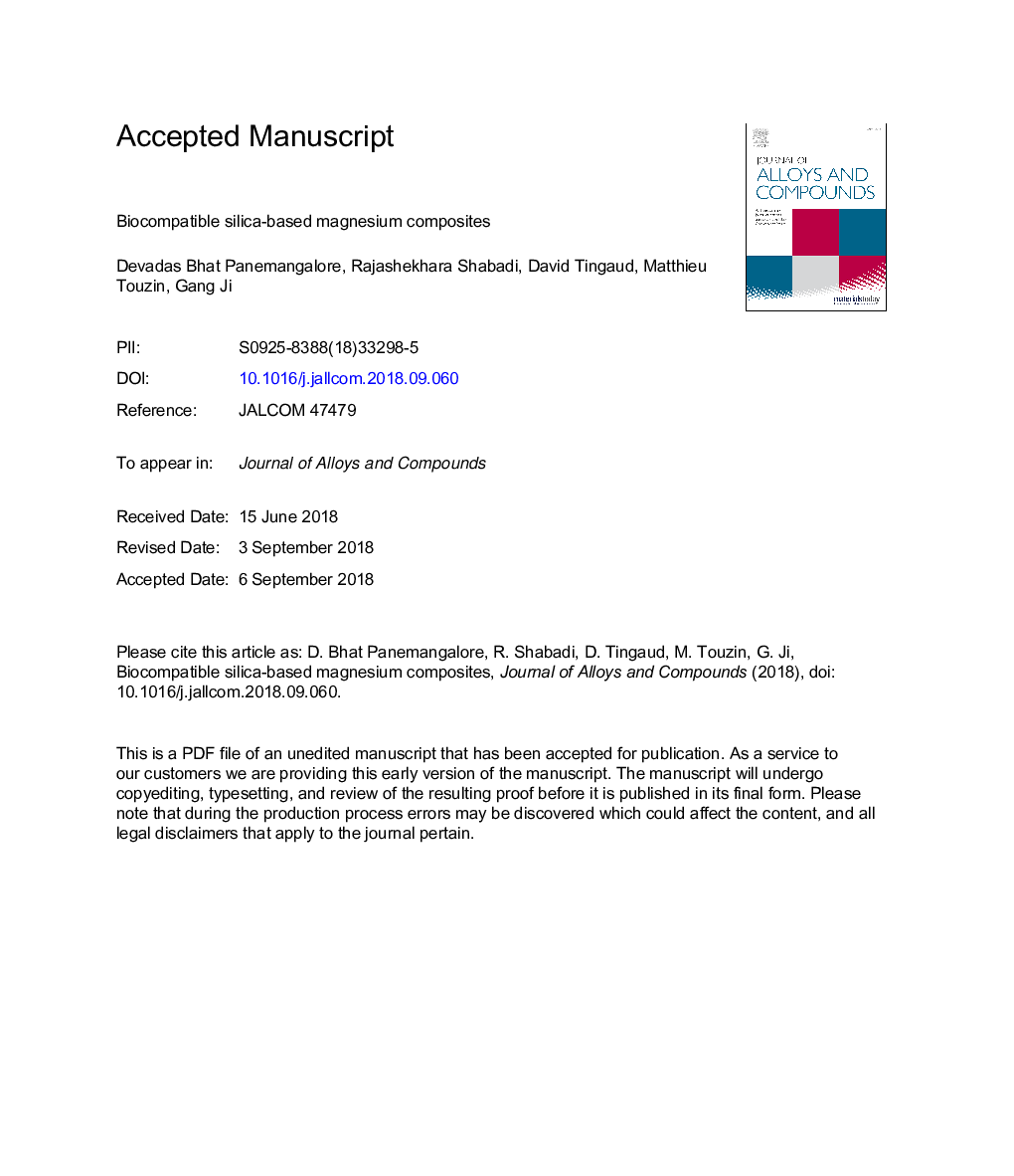 Biocompatible silica-based magnesium composites