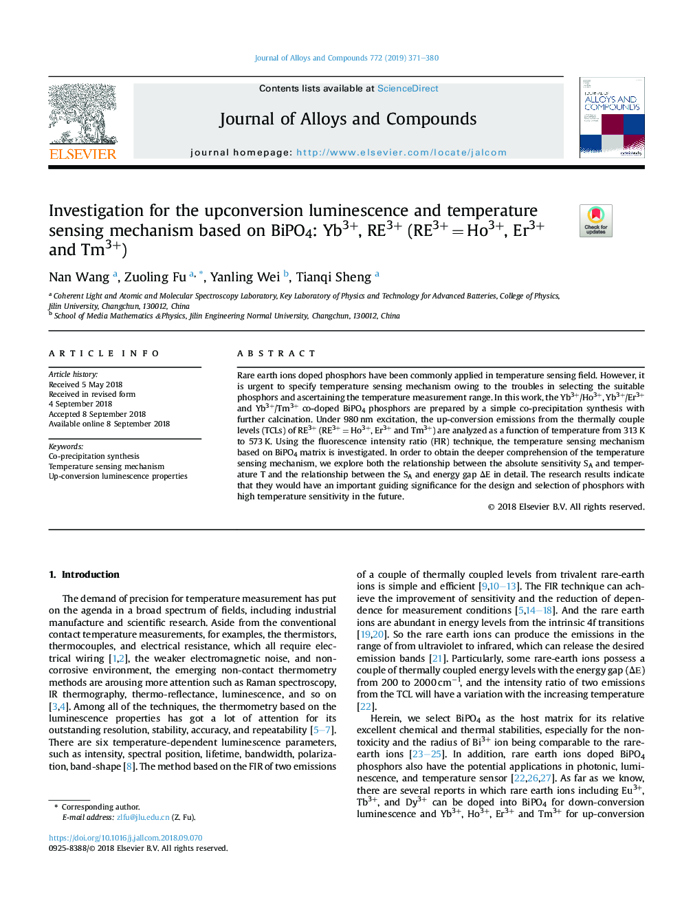 Investigation for the upconversion luminescence and temperature sensing mechanism based on BiPO4: Yb3+, RE3+ (RE3+â¯=â¯Ho3+, Er3+ and Tm3+)