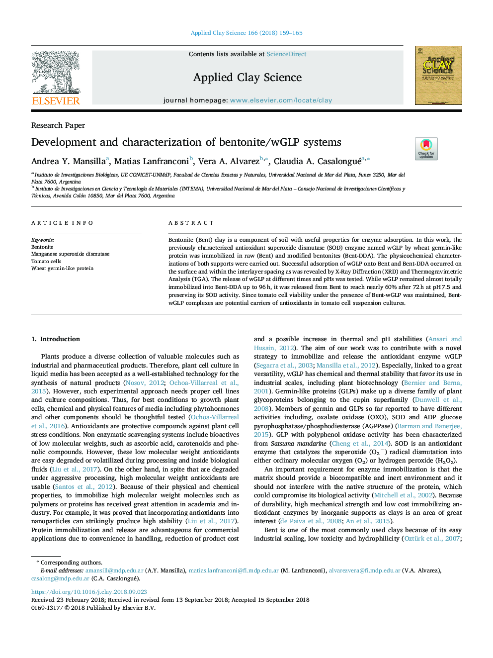 Development and characterization of bentonite/wGLP systems