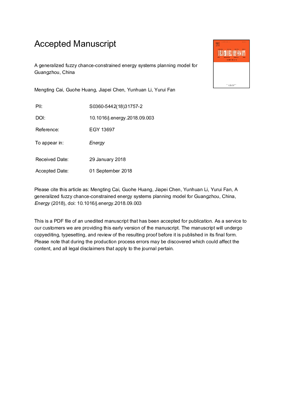 A generalized fuzzy chance-constrained energy systems planning model for Guangzhou, China