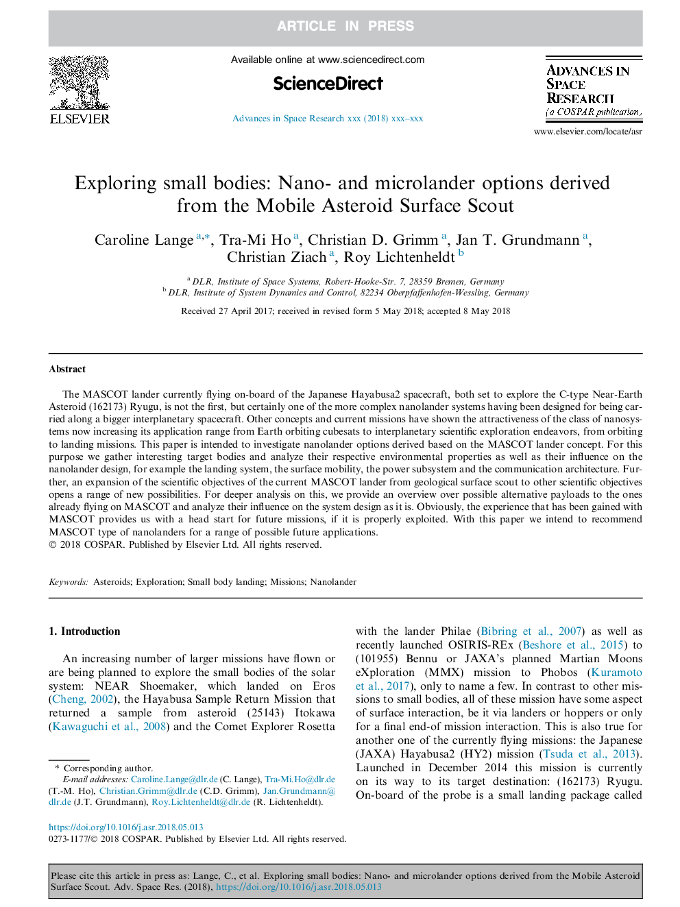 Exploring small bodies: Nano- and microlander options derived from the Mobile Asteroid Surface Scout