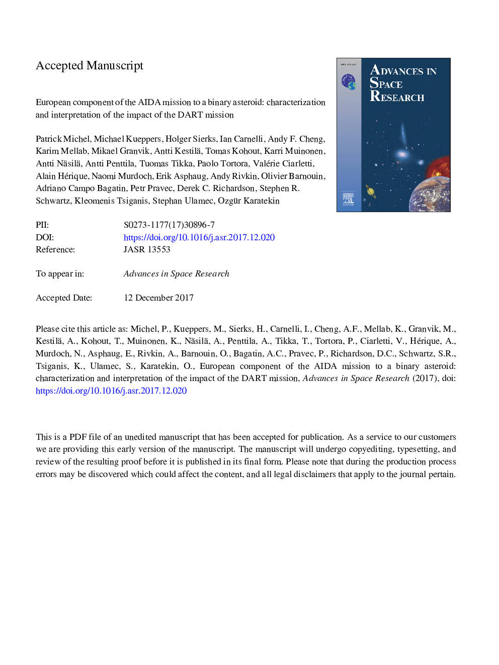 European component of the AIDA mission to a binary asteroid: Characterization and interpretation of the impact of the DART mission