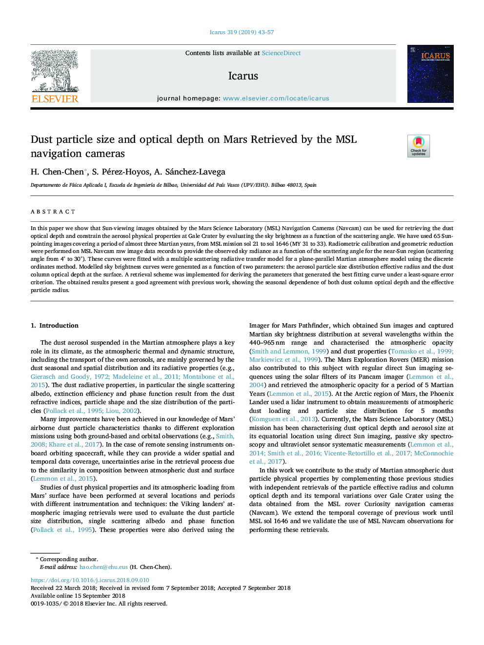 Dust particle size and optical depth on Mars Retrieved by the MSL navigation cameras