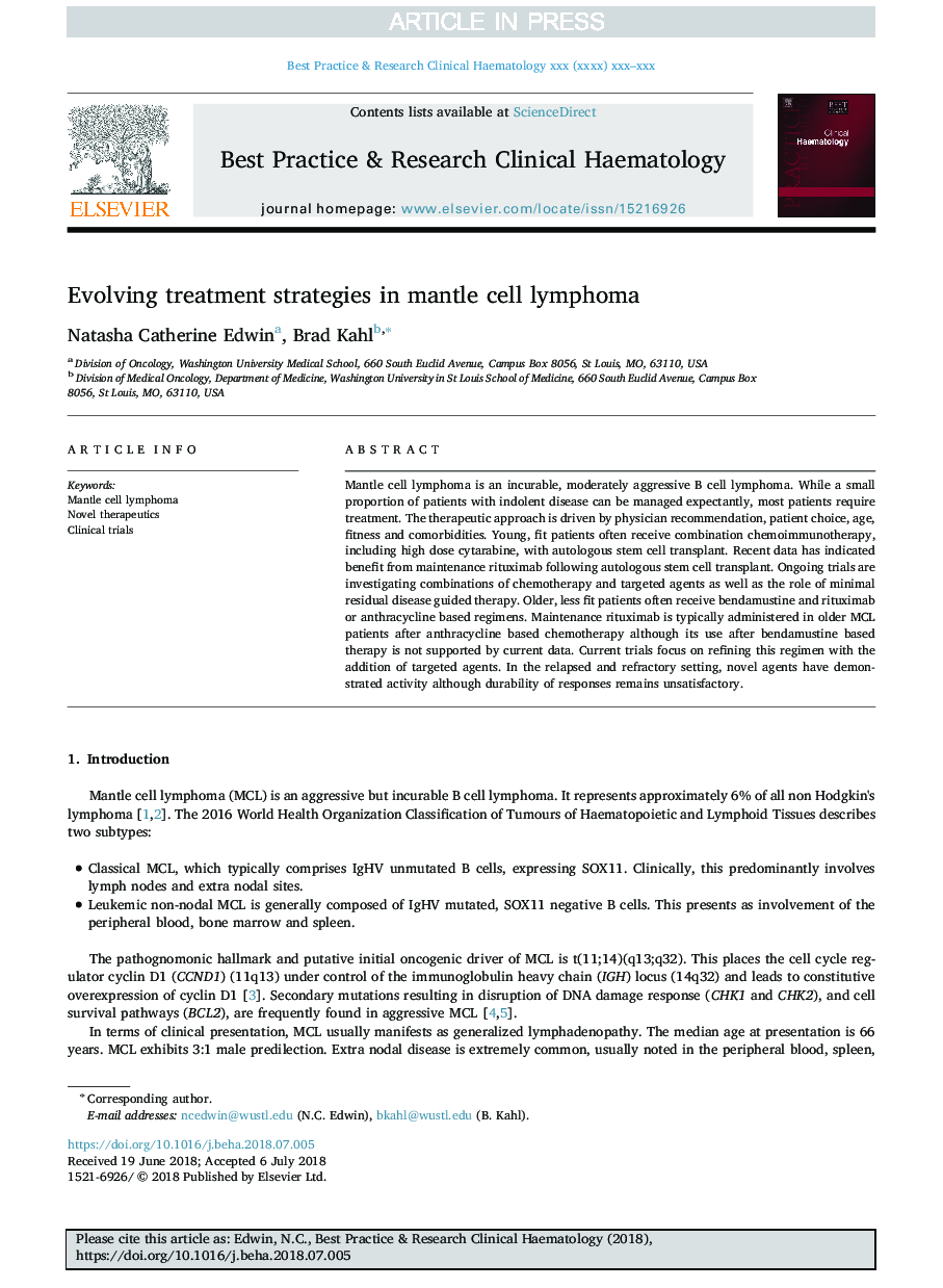 Evolving treatment strategies in mantle cell lymphoma