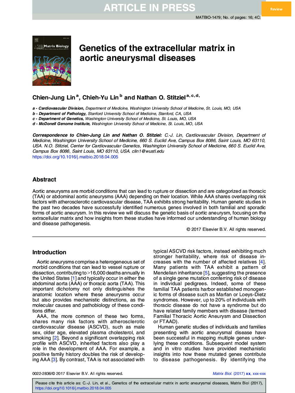 Genetics of the extracellular matrix in aortic aneurysmal diseases