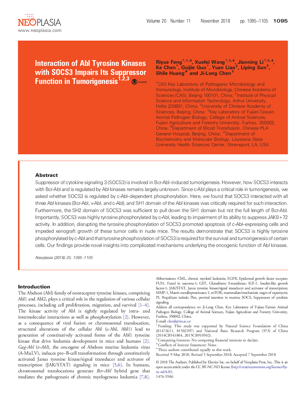 Interaction of Abl Tyrosine Kinases with SOCS3 Impairs Its Suppressor Function in Tumorigenesis